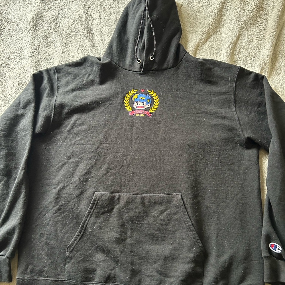 Champion Black Hoodie with Embroidered Logo